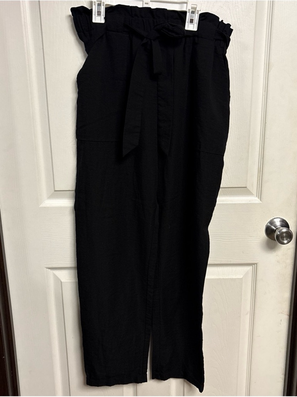 Vanilla Bay Black Paperbag Waist Cropped Pants